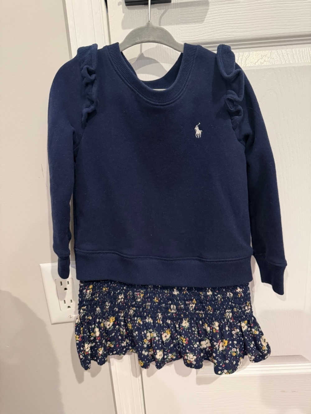 Polo by Ralph Lauren Navy Ruffle-Shoulder Sweatshirt